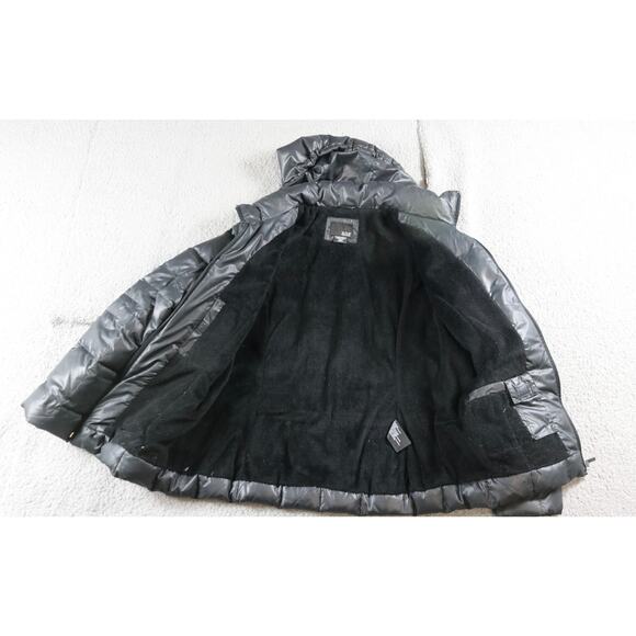 A.N.A Puffer Coat Womens Black Medium Down Jacket Lined Hooded Full Zip - Picture 3 of 9